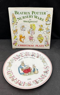 1991 Wedgwood Peter Rabbit Christmas Plate from author Beatrix Potter