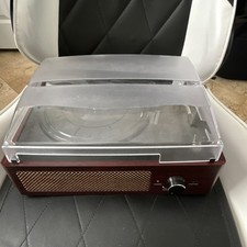 Brown Wireless Bluetooth Turntable Player, Built-in Speakers, 33/45/78 RPM