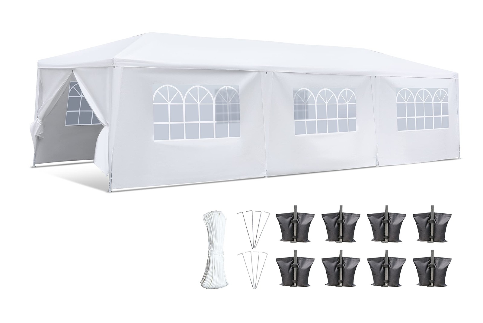SERENELIFE POP UP CANOPY TENT 10X30 PORTABLE COMMERCIAL INSTANT SHELTER - WHITE