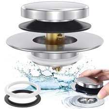 Chrome Plated Universal Tip Toe Tub Stopper and Water Stopper, Pop Up Bathtub...