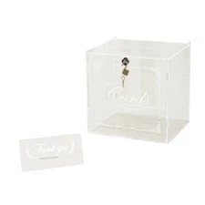 10" Clear Acrylic Wedding Gift Card Box Lock Key Thank You Sign Party Events