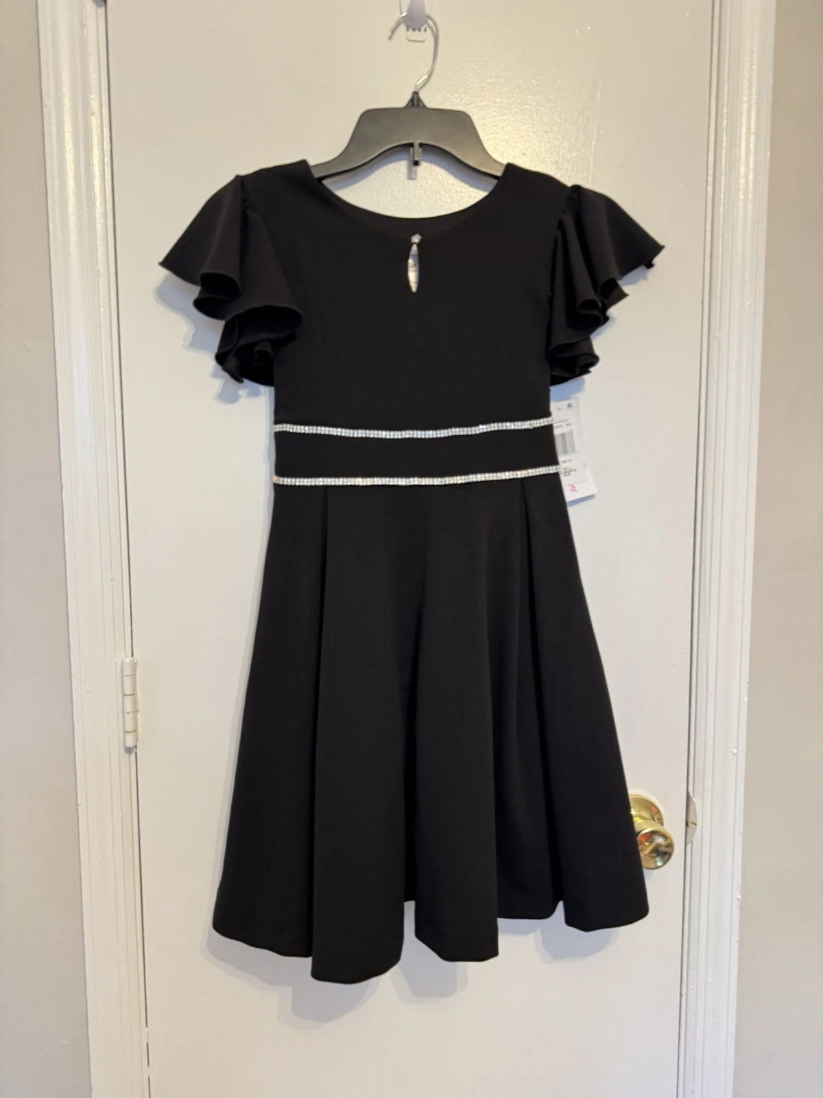 NEW Bonnie Jean Girls Size 12 "BLACK JEWEL" Knit Skater Flutter Sleeve Dress NWT