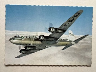 1960's DOUGLAS SUPER DC 6 B TAI PLANE ORIGINAL VINTAGE RPPC POSTCARD AIRLINES