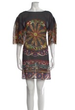 DOLCE & GABBANA Sicilian WHEEL PRINT DRESS 40 Made In Italy Black Sheer