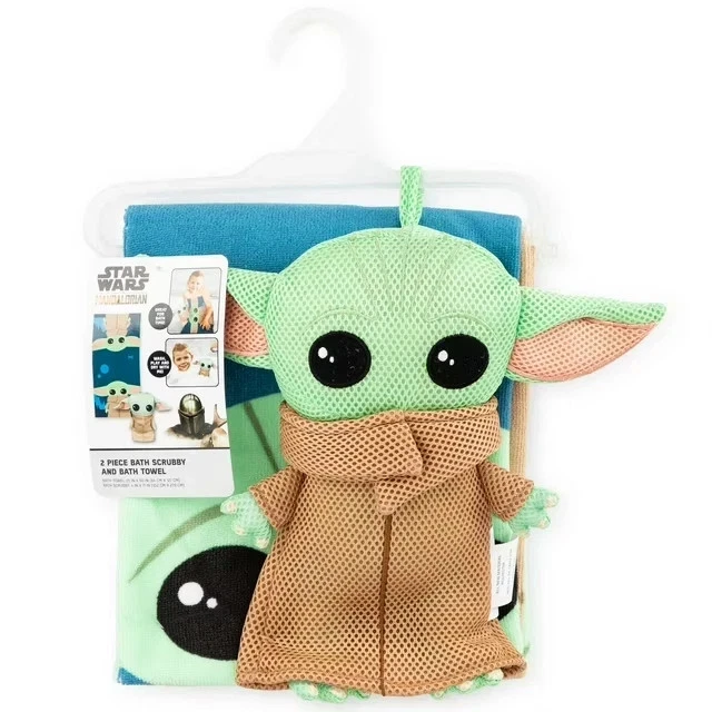 Conjunto de Toalha de Banho e Esfoliante Baby Yoda Star Wars Mandalorian Presente Infantil EUA Frete Grátis - Imagem 2 de 4