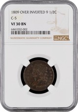 1809 Over Inverted 9 Classic Head Half Cent C-5 NGC VF-30 BN 🔥🔥🔥🔥