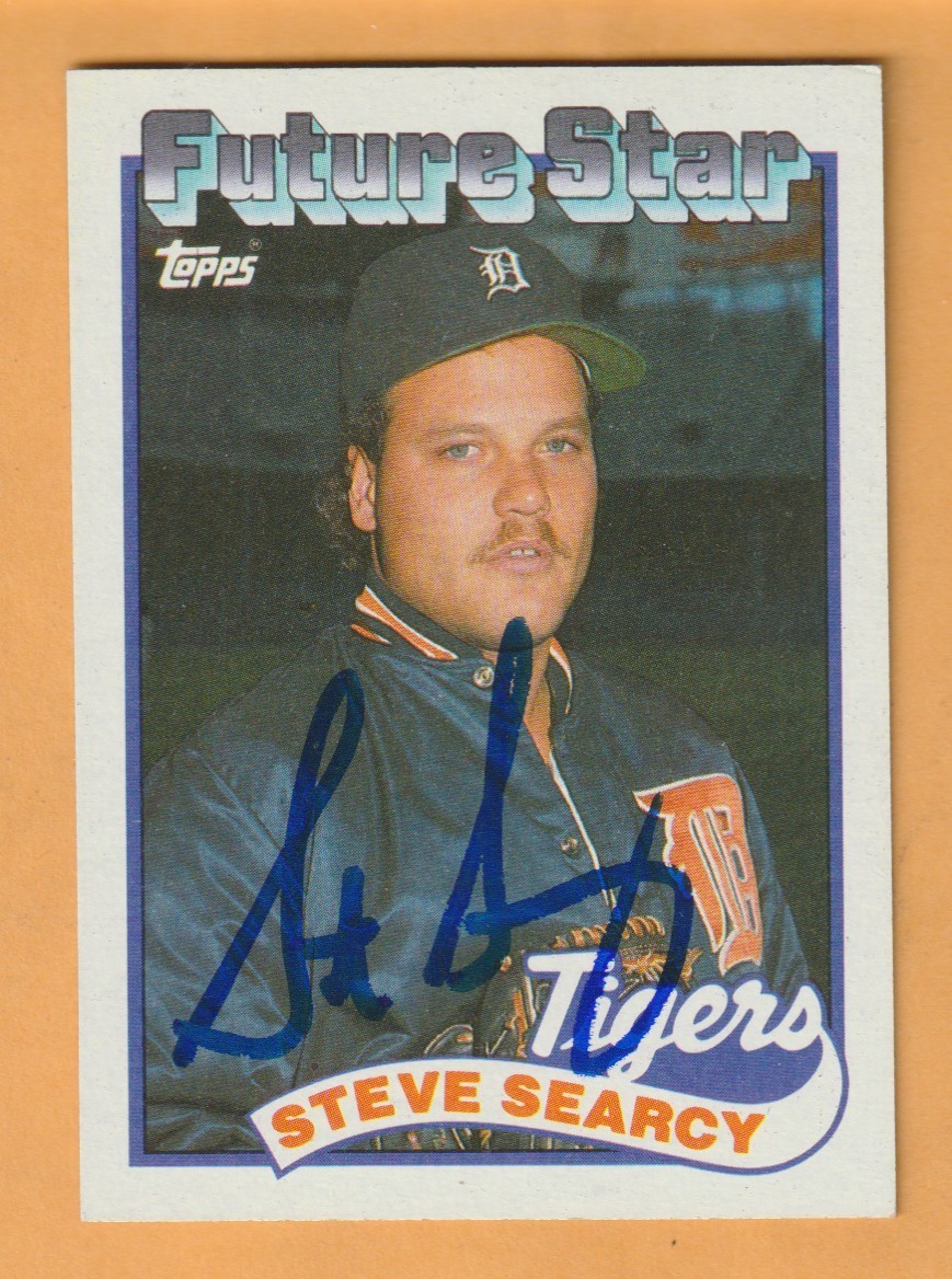 Steve Searcy Detroit Tigers AUTO Signed 1989 Topps Tennessee Volunteers