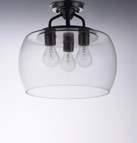 Maxim 26130CL Nickel/Black Goblet 3-Light 14"W Semi-Flush Drum Ceiling Fixture - Picture 12 of 12