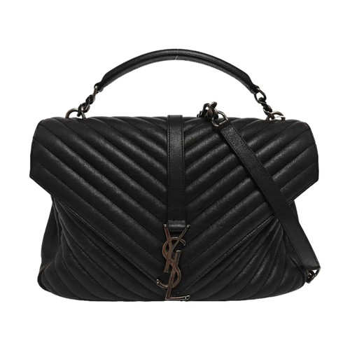 Yves Saint Laurent COLLEGE Handbags Suede Blue Free Shipping | Duties Paid