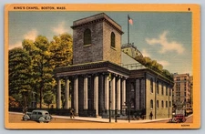 Vintage King's Chapel Boston MA Linen Postcard Historic Landmark