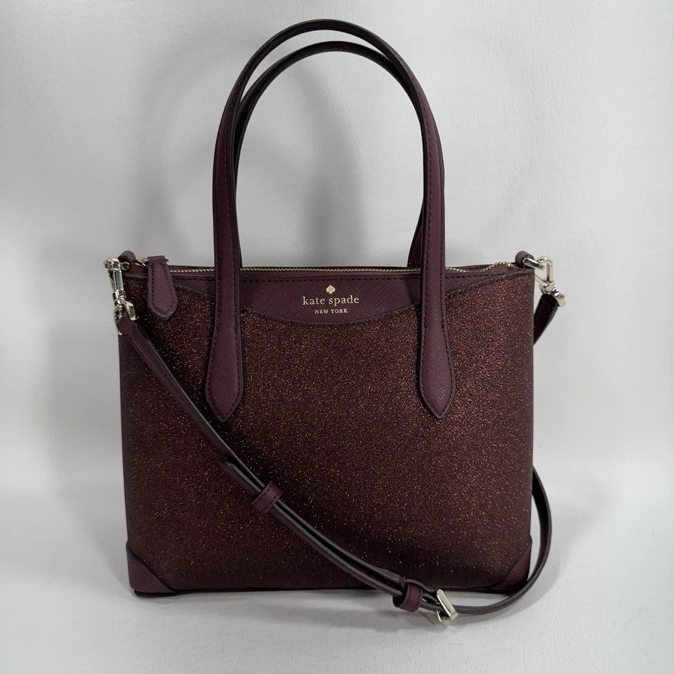 Kate Spade Burgundy Shimmy Deep Nova Glitter Lola Satchel Crossbody w/ Wallet - Image 2 of 4