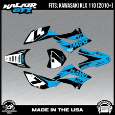 Graphics Kit for Kawasaki KLX110 KLX110R/RL (2010-2024) Legend Series - Cyan