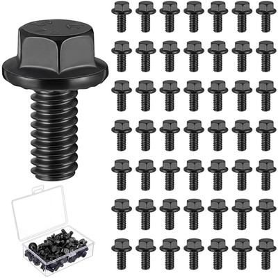 50 Pcs 1/4-20 X 1/2'' Flanged Hex Head Bolts with Reinforced Box, , Fully Threade