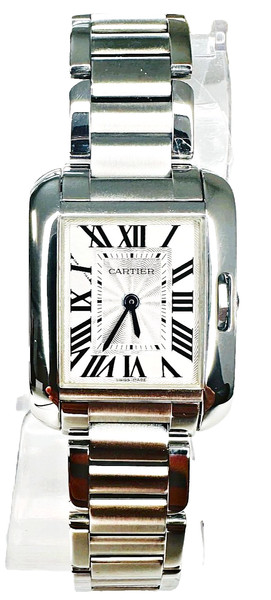 Rare Belle Cartier Tank Anglaise W5310022 2015 Garantie Box/Paper acier argent