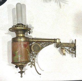 Antique Vintage Art Nouveau Brass Painted Cylinder Wall Sconce Lamp Fixture