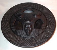 Vintage Japanese Nanbu Tekki Cast Iron Round Incense Burner Ashtray 7" Inch 