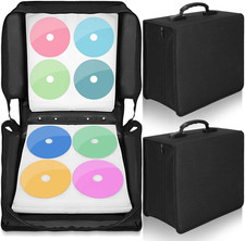 2 Pcs Dvd Case Holder Storage Binder with Zipper, Black