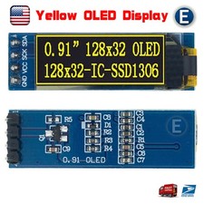 0.91'' 128x32 IIC I2C Yellow OLED Display Module DC3.3V 5V 128 32 for Arduino