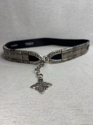 Brighton Vintage 1994 Black Leather Belt Western Metal Link  display picture 2