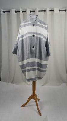 Toast Striped Hem Poncho Coat Grey UK 14 RRP £325 LN152 MM 04