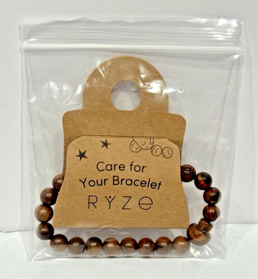 Ryze Wooden Bead Bracelet Unisex Brown Natural Jewelry Hippie Hipster Grunge