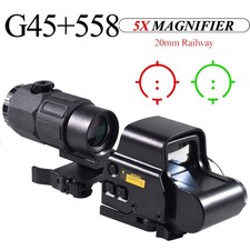 558 Red Green Dot Holographic Sight With G45 5X Magnifier Combo For 20mm Rail
