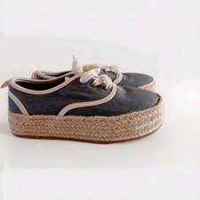 Zara Grey Platform Espadrilles Textile Upper Lace-up Casual Shoes Girl's Uk 13