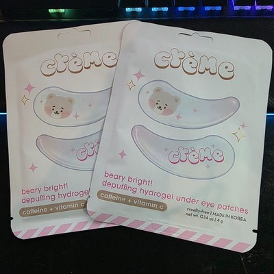 2pc The Crème Shop Beary Bright Depuffing Hydrogel Under Eye Patches New/Sealed