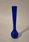 Vintage 5.5” Hand Blown Cobalt Blue Glass Stem/Bud Vase Sleek Style Like Blenko