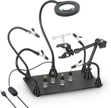 Helping Hands Soldering Circuit Board Holder Magnetic Third Hand Tools W/ 3X LED
