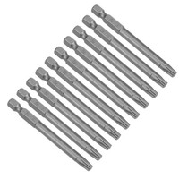 "10Pcs 75Mm Long 1/4\" Hex Shank T30 Torx Screwdriver Bit S2 High Alloy Steel"