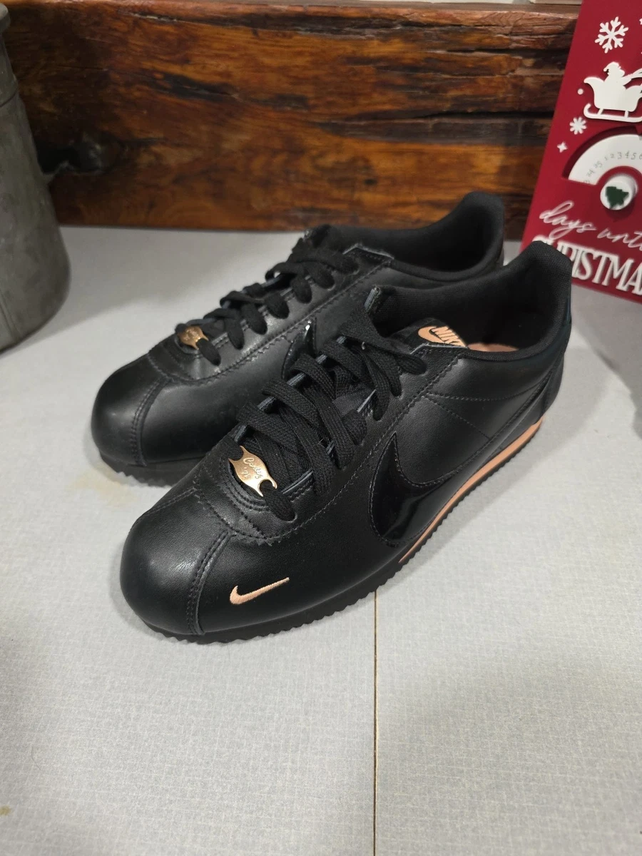 Leather Cortez Premium Black Rose Gold Nike Classic Cortez Leather Black  Metallic Gold W