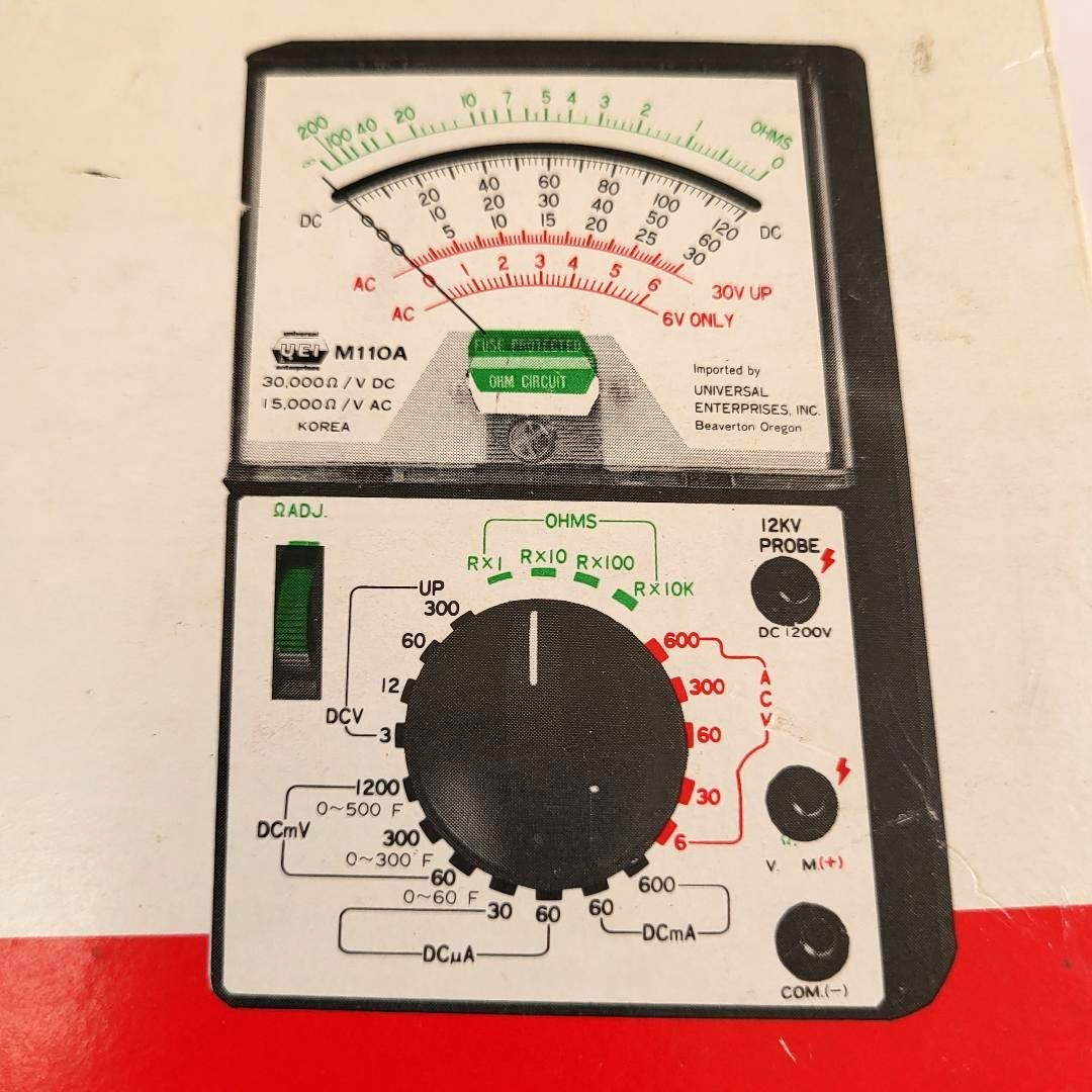 UEI M110A Analog Elect Multimeter Complete W/ Case/Box/Leads Tested &Working