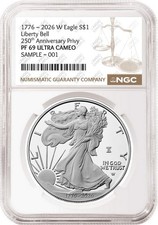 2026 W 250th Anniversary Proof Silver Eagle NGC PF 69 UC, FR Brown Presale