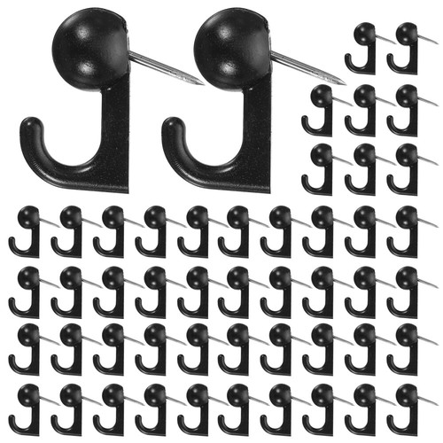 50 Pcs Metal Hook Push Pin Hooks Hanging Tacks for Wall Hangings
