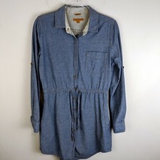 Jachs Girlfriend Eda Women's Chambray Tie Waist Button Down Shirt Dress Sz S