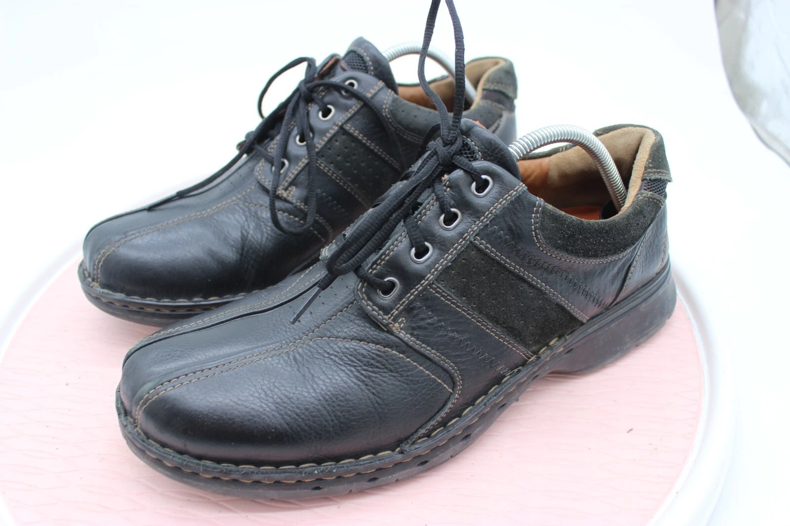 Clarks 1825 Mocassini Uomo 12M Pelle Nero Scarpa LACCIATA