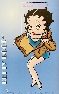 GUYANA BETTY BOOP STAMPS SS 2000 MNH DRESSED IN A FUR COAT CARTOON