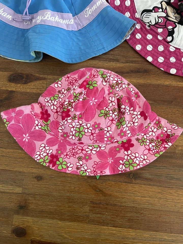 Toddler Sun Hats Minnie Mouse, Tommy Bahama, Pink Flower 2T 3T Lot Of 3 - Image 4 of 4