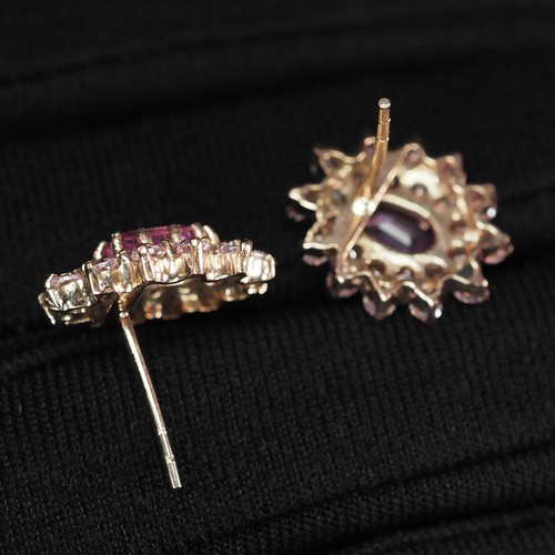 Chicly Blossom Pink Sapphire 1.80Ct 925 Sterling Silver Handmade Floral Earrings - Picture 4 of 6
