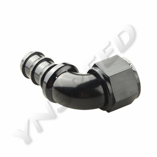 Push On Lock 90 Degree Hose End Fitting -12AN Black - Picture 3 of 5