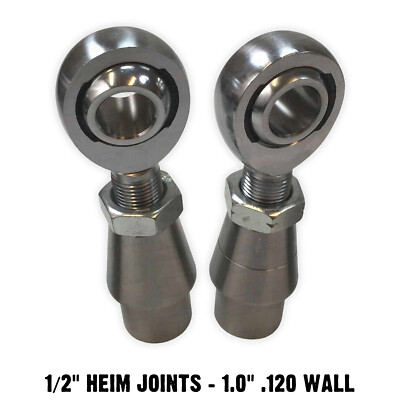 Panhard Bar Rod End Fab Kit 1/2'' Thread, 1/2 Bore Chromoly PTFE Heim 1'' OD .120