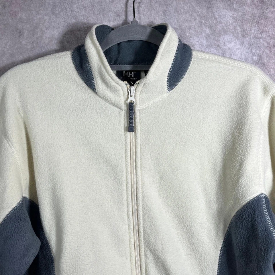 Helly Hansen Fleece Jacket Womens Medium Cream Gray Colorblock Zip Up Outdoors Foto 2 de 4