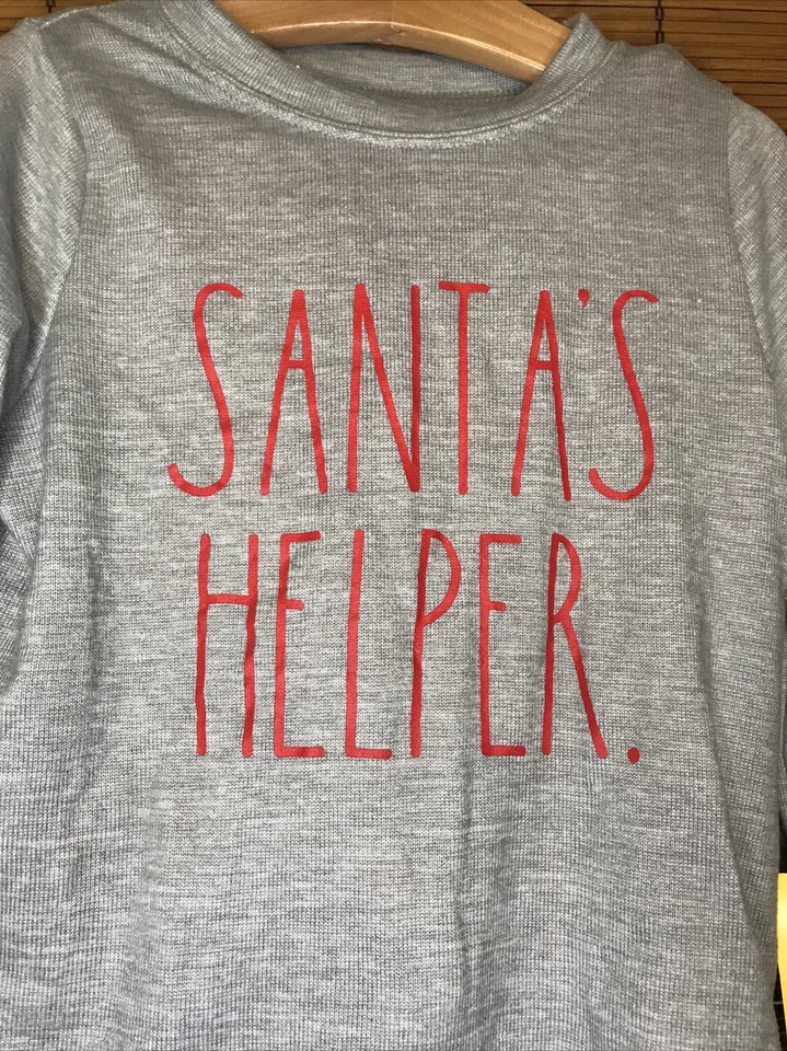 rae dunn christmas pajamas girls size 7, color grey NWT Santa’s Helper - Image 2 of 4