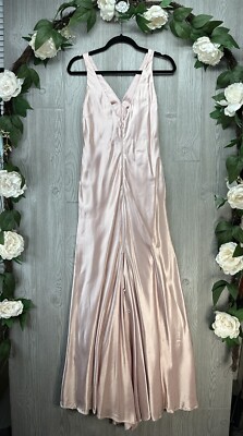 davids bridal pink prom dress Davids Bridal Dress Long Satin Pink Prom Wedding Womens Size 10 Vintage Y2K