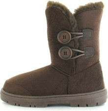 Ladies Ella Winter Boots Womens Faux Fur Sheepskin Mid Calf Button Warm Booties