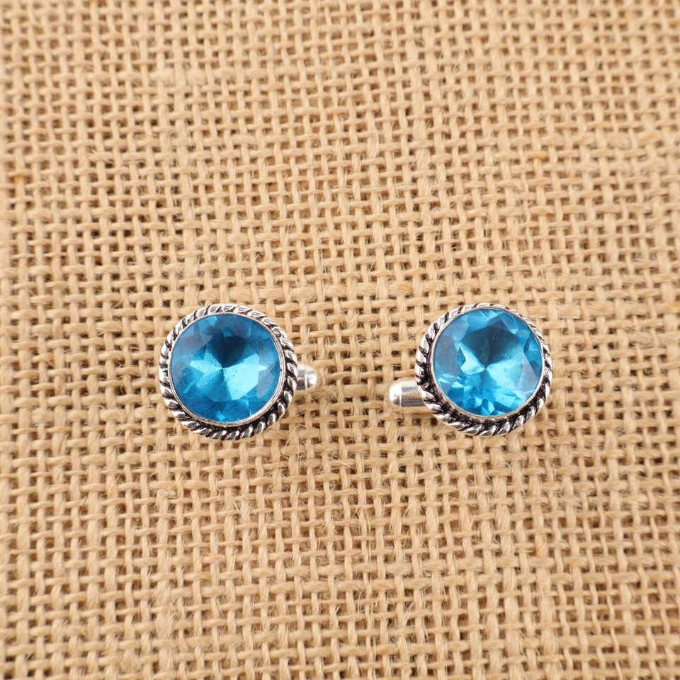 Gemelos de plata de ley 925 genuina verde amatista hermanos regalo aniversario Foto 2 de 4