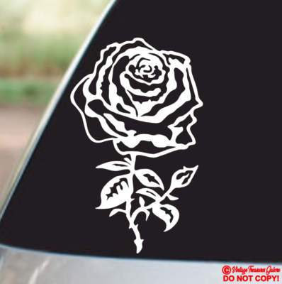 Red Rose Vinyl Decal - 5.5x8 Inch Car Window Bumper Sticker
