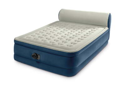 Intex Headboard 18'' Queen Dura-Beam Deluxe Raised Air Bed Mattress Built-in Pump