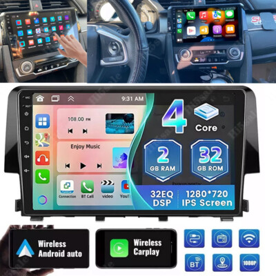 32G For Honda Civic 2016-2021 Apple Carplay Android 13 Car Stereo Radio GPS Navi